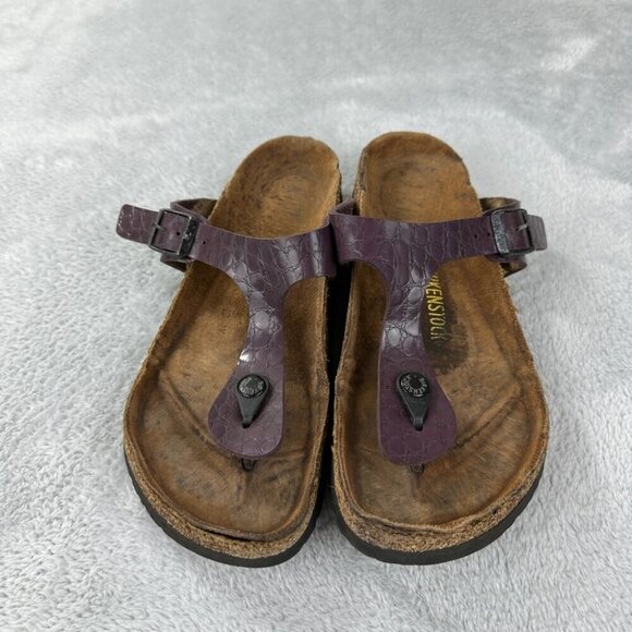 Birkenstock Gizeh Patent Leather Purple Thong Sandals Women’s Size 38 EU - Picture 3 of 10